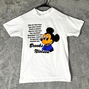 Shaka Wear T-Shirt Unisex Small White Cotton Brooks Nielsen Mickey Mouse Parody